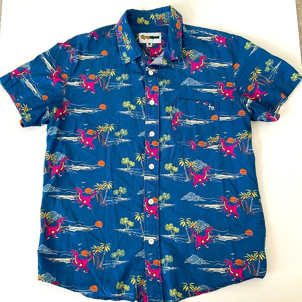 MEN'S TIPSY ELVES PREHISTORIC PARTY HAWAIIAN SHIRT - Size Small